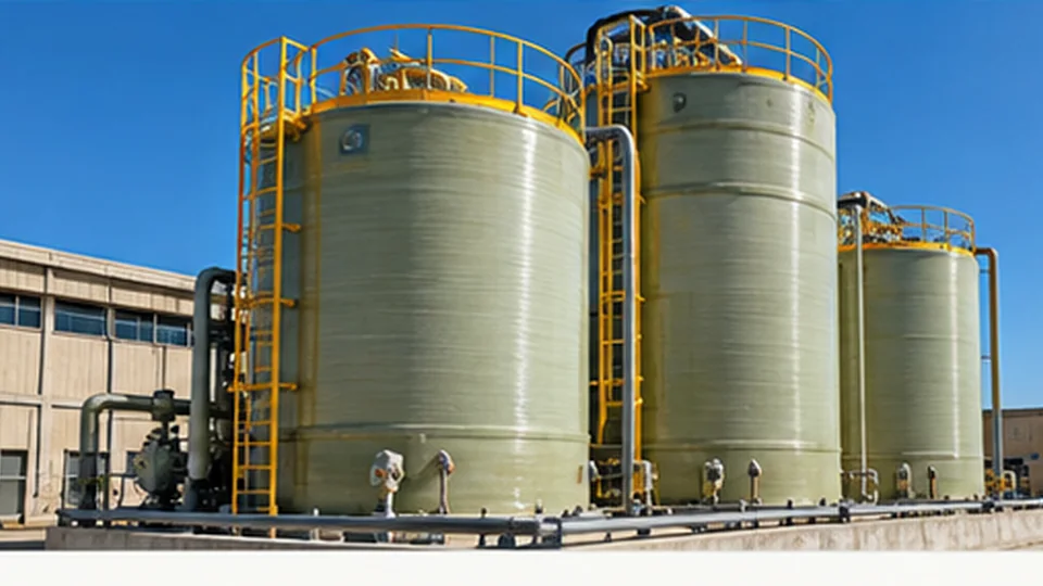 Tanques verticales de PRFV en instalación industrial